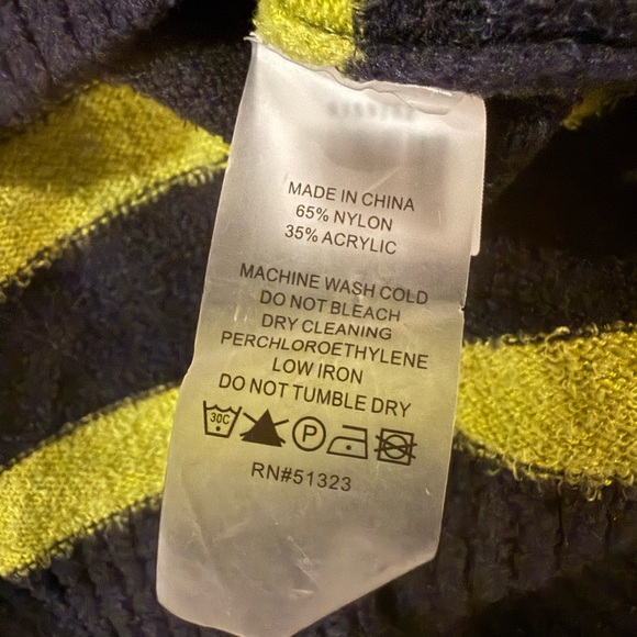 Vince Camuto Navy Lime Stripe Turtleneck Sweater Cozy Knit Size S - Picture 5 of 5